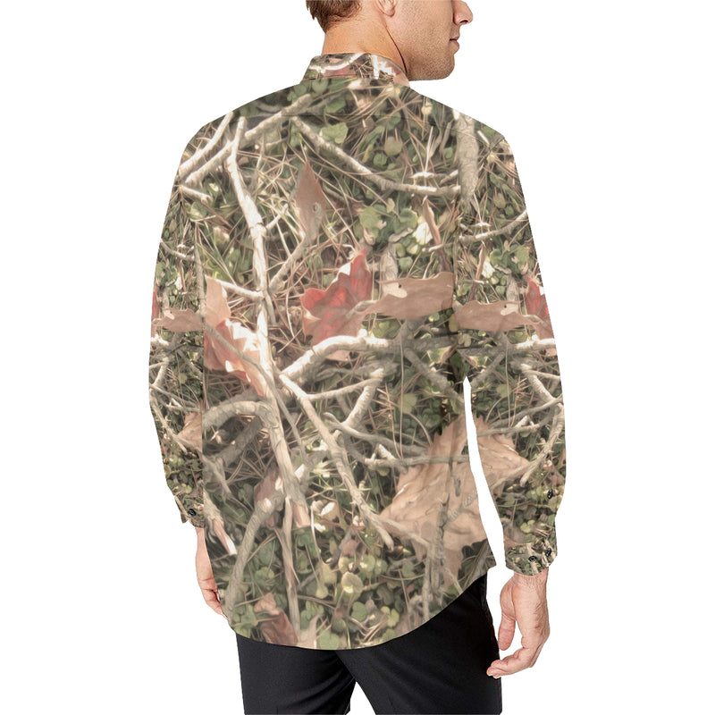 Camouflage Realistic Tree Authumn Print Men's Long Sleeve Shirt