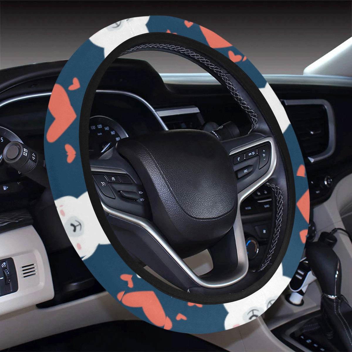 Alpaca Love Pattern Print Design 05 Steering Wheel Cover with Elastic Edge