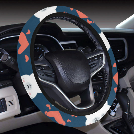 Alpaca Love Pattern Print Design 05 Steering Wheel Cover with Elastic Edge
