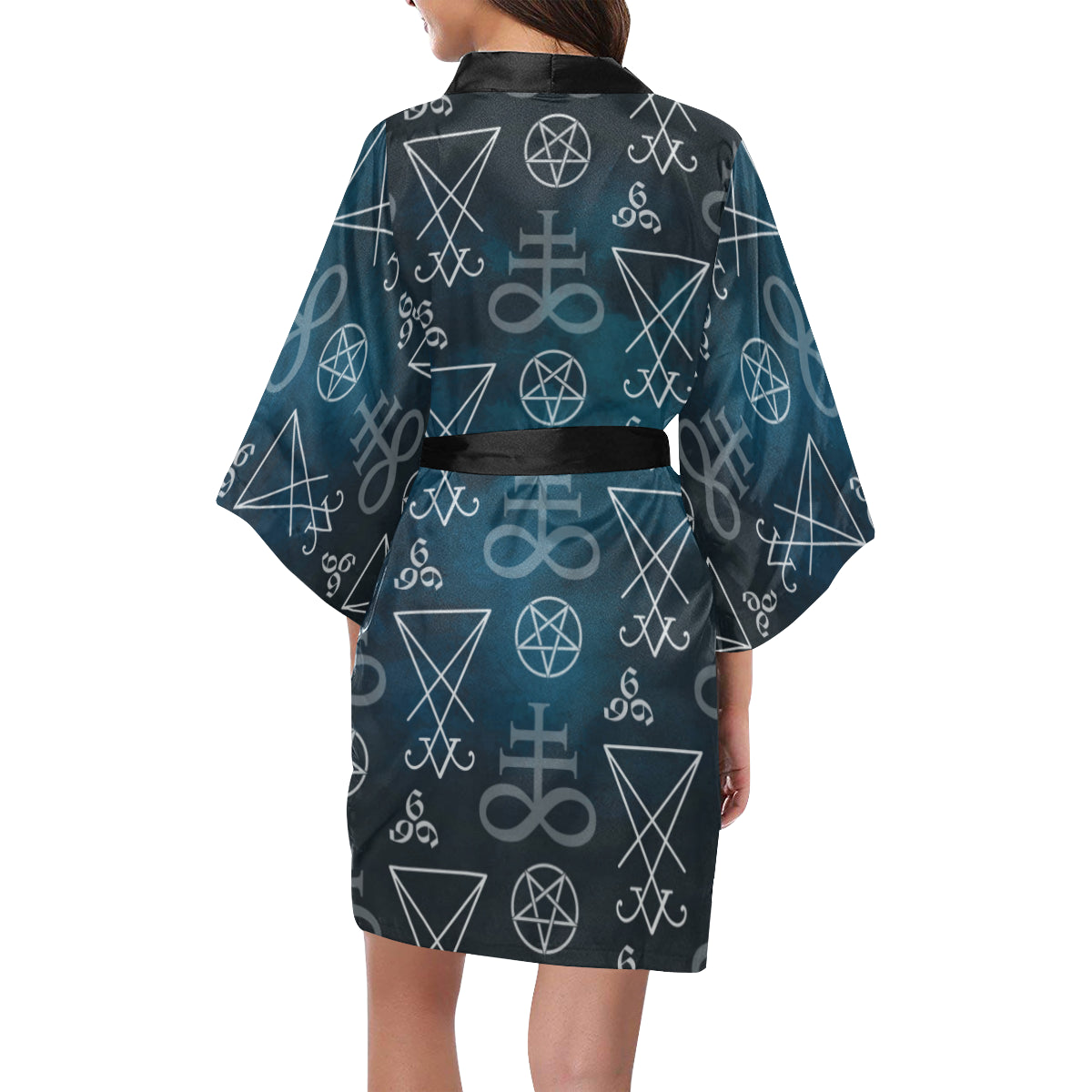 Pentagram Pattern Print Design A03 Women's Short Kimono