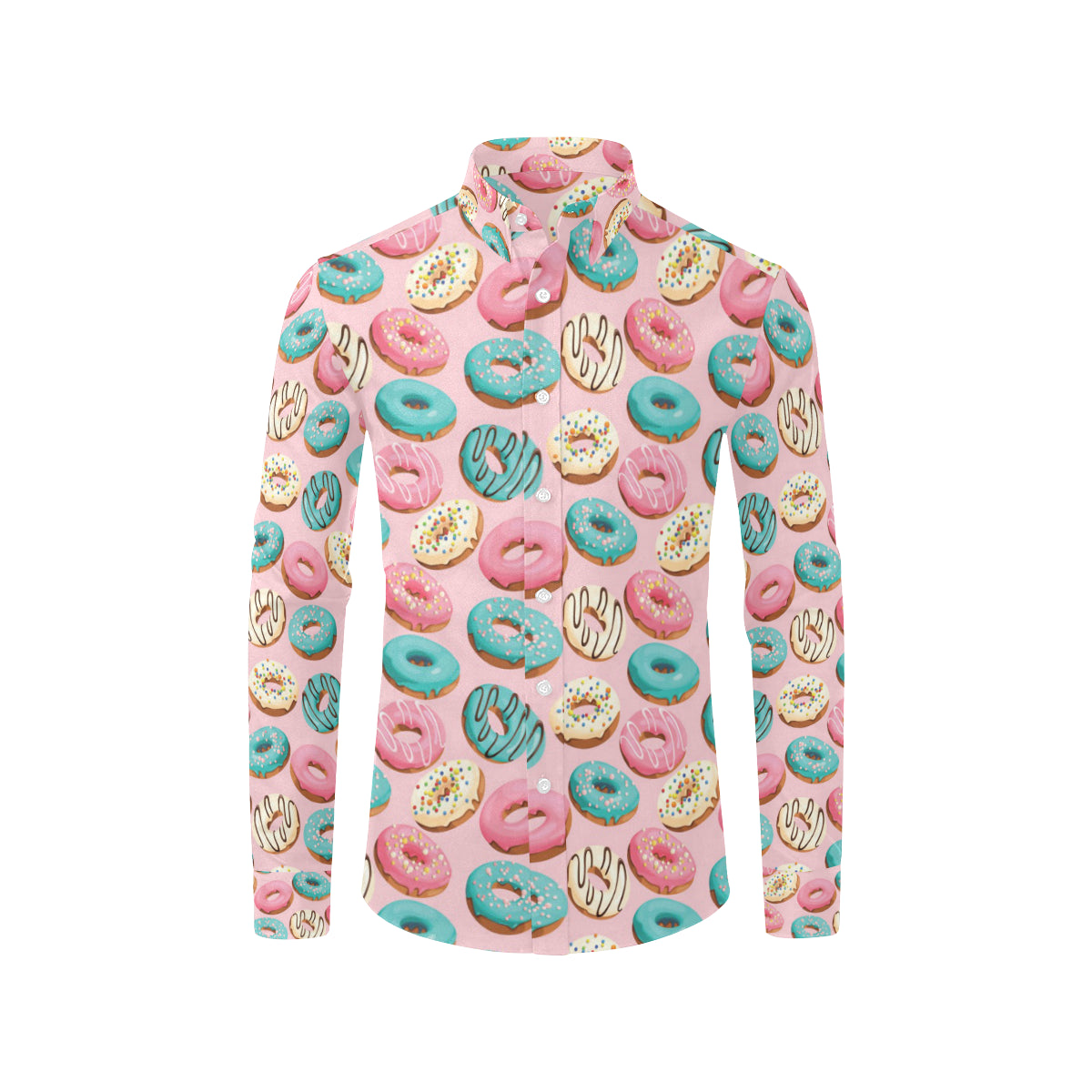 Donut Pattern Print Design DN06 Men's Long Sleeve Shirt