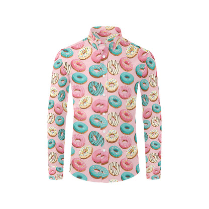 Donut Pattern Print Design DN06 Men's Long Sleeve Shirt