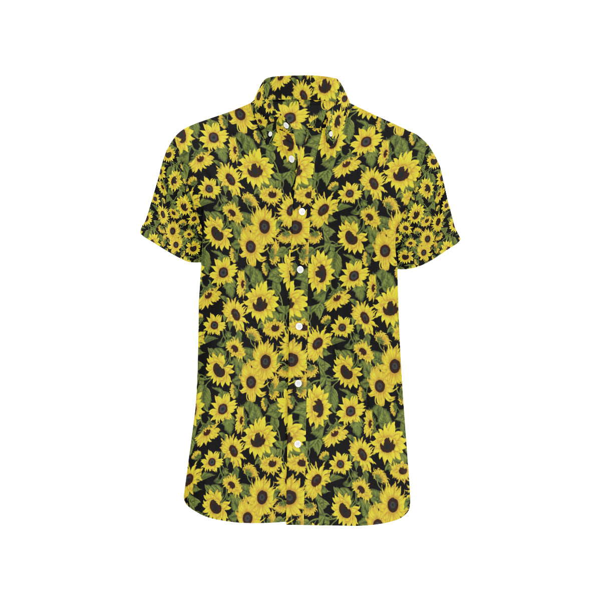 Sunflower Fresh Bright Color Print Men's Short Sleeve Button Up Shirt