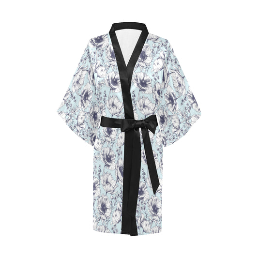 Anemone Pattern Print Design 02 Women's Short Kimono