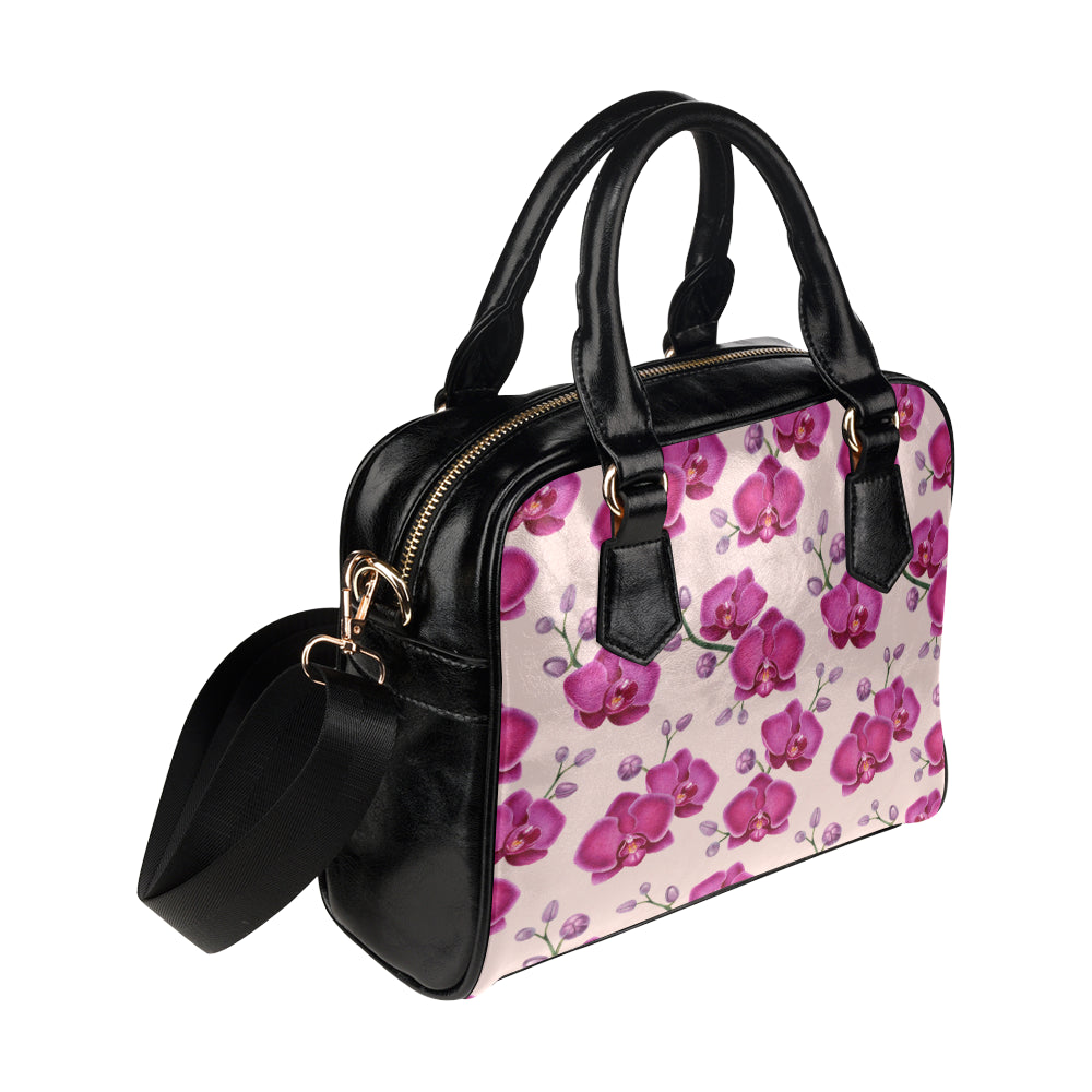 Orchid Pattern Print Design A02 Shoulder Handbag
