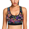 Neon Color Tropical Palm Leaves Sports Bra