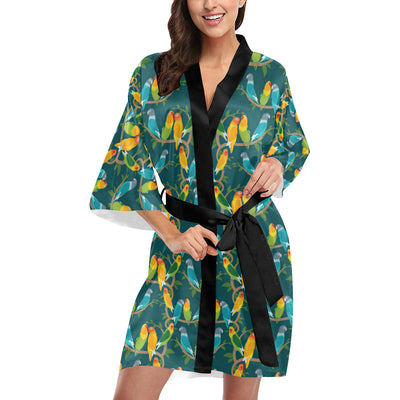 Lovebird Pattern Print Design 02 Women's Short Kimono