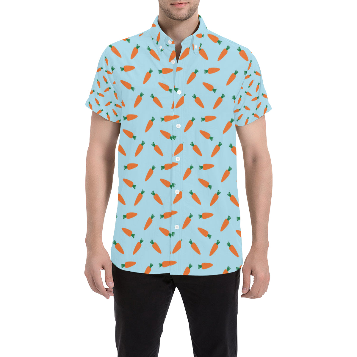 Carrot Pattern Print Design 03 Men's Short Sleeve Button Up Shirt