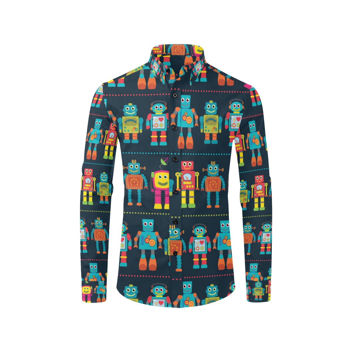 Robot Pattern Print Design A01 Men's Long Sleeve Shirt