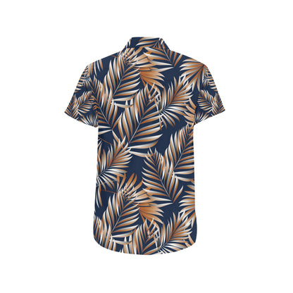 Tropical Flower Pattern Print Design TF07 Men's Short Sleeve Button Up Shirt