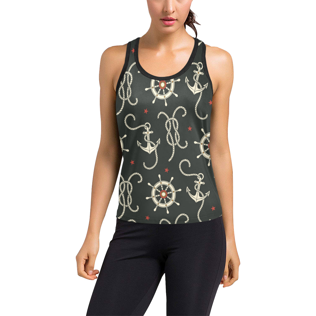 Nautical Anchor Pattern Women's Racerback Tank Top
