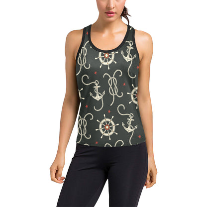 Nautical Anchor Pattern Women's Racerback Tank Top