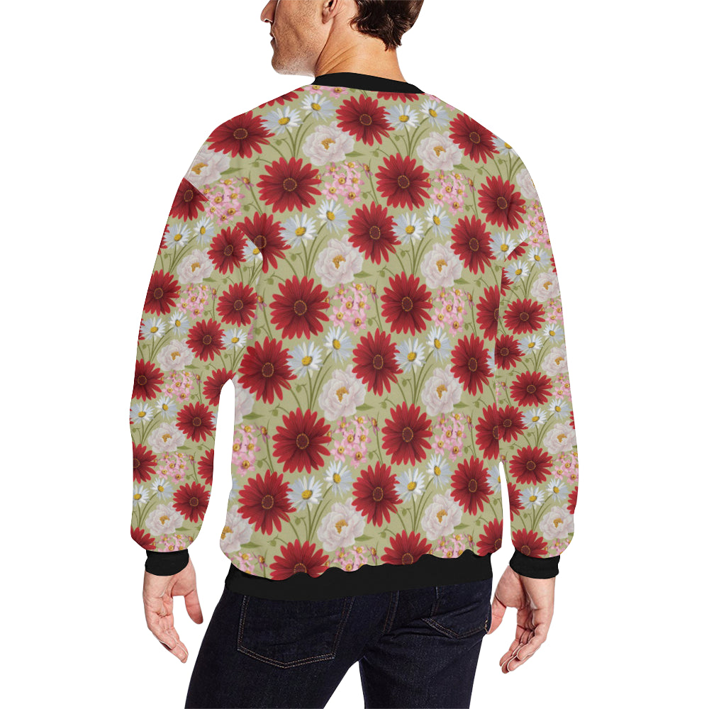 Gerberas Pattern Print Design GB07 Men Long Sleeve Sweatshirt