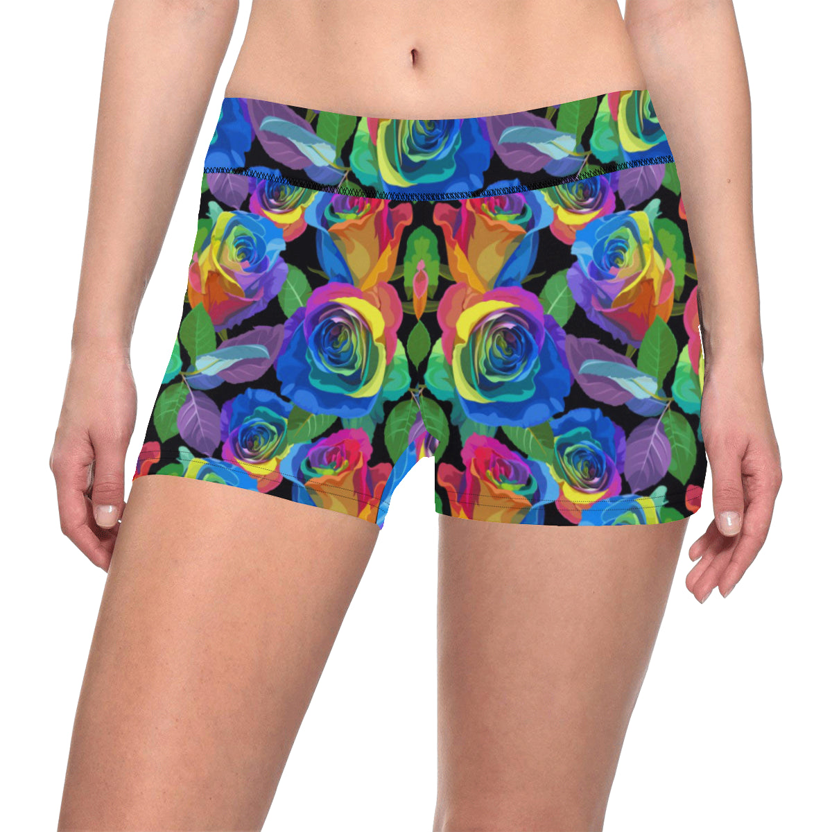 Rose Pattern Print Design RO02 Yoga Shorts