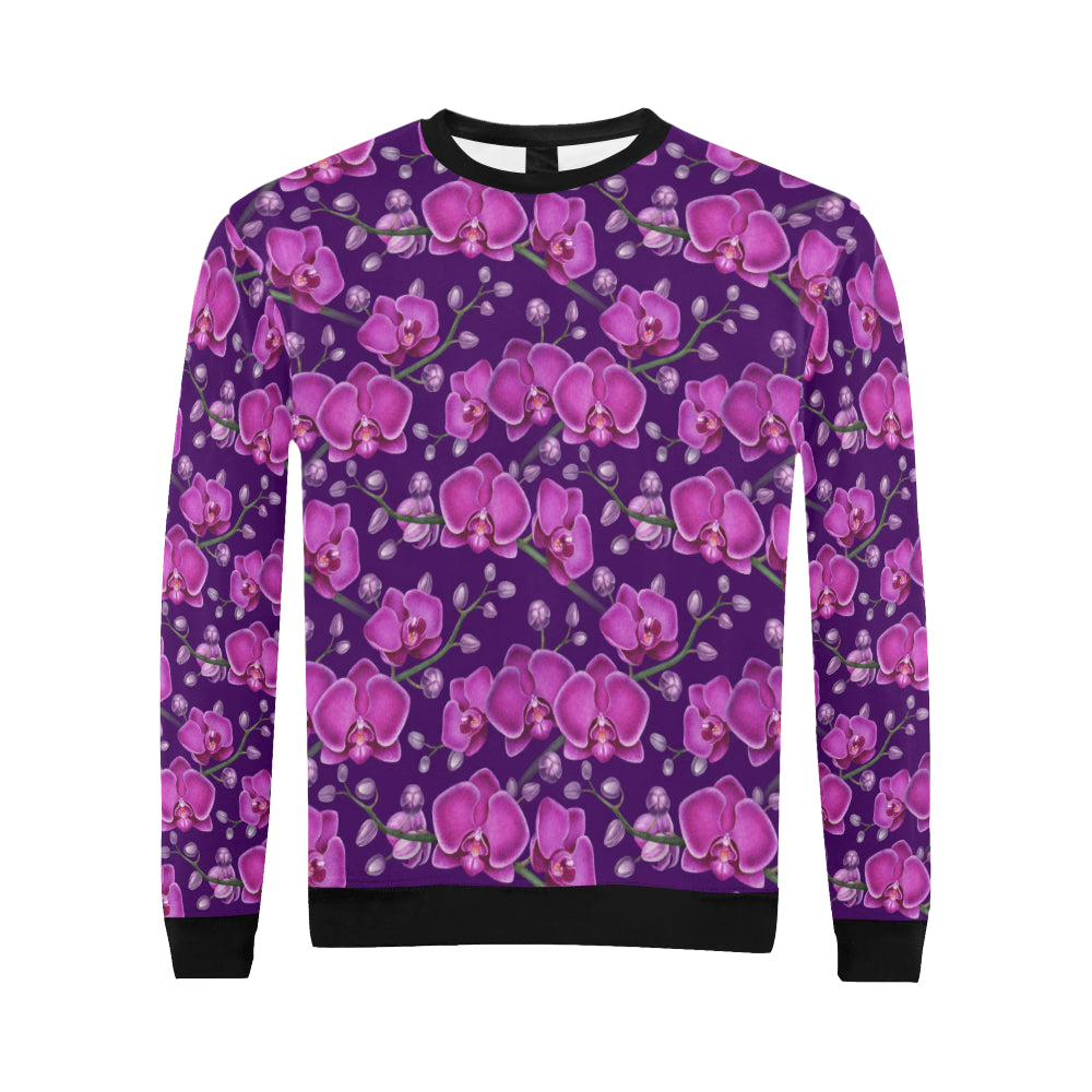 Orchid Purple Pattern Print Design OR02 Men Long Sleeve Sweatshirt