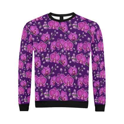 Orchid Purple Pattern Print Design OR02 Men Long Sleeve Sweatshirt