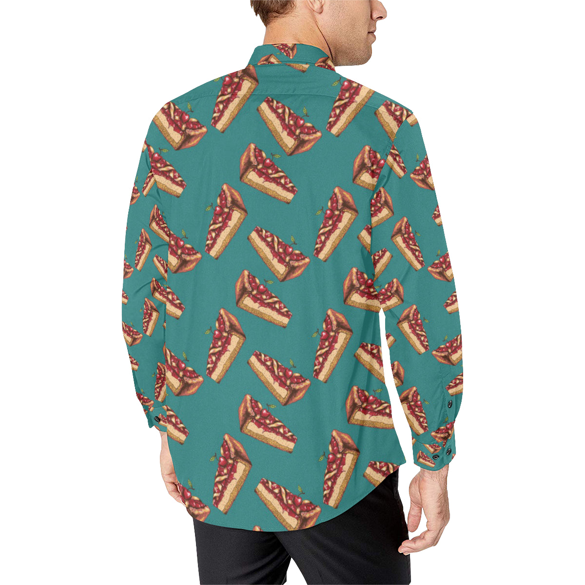 Cheesecake Cherry Pattern Print Design CK03 Men's Long Sleeve Shirt
