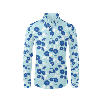 Morning Glory Pattern Print Design MG07 Men's Long Sleeve Shirt
