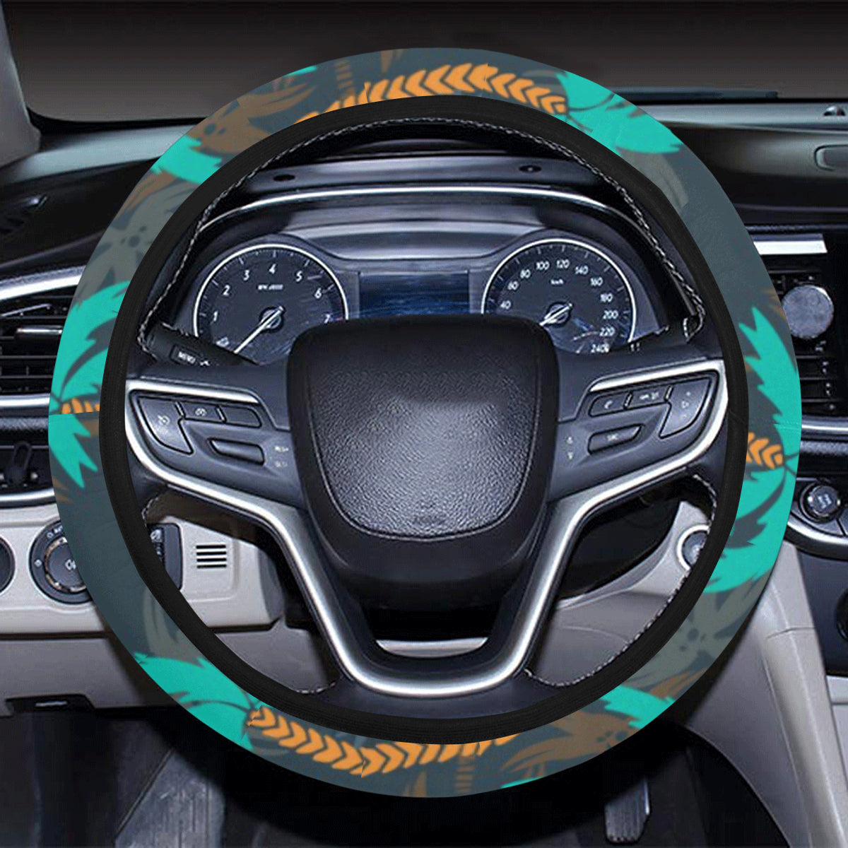 Palm Tree Pattern Print Design PT01 Steering Wheel Cover with Elastic Edge