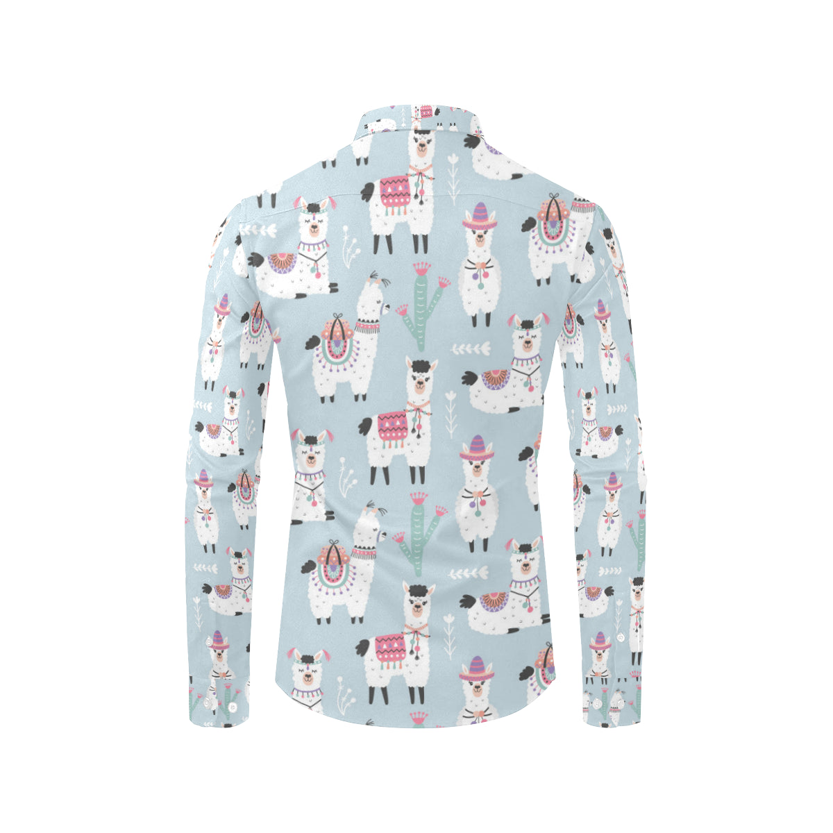 Llama Pattern Print Design 04 Men's Long Sleeve Shirt