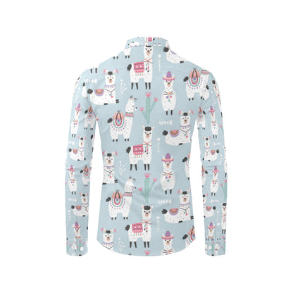 Llama Pattern Print Design 04 Men's Long Sleeve Shirt