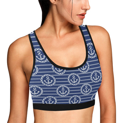 Anchor Stripe Pattern Sports Bra