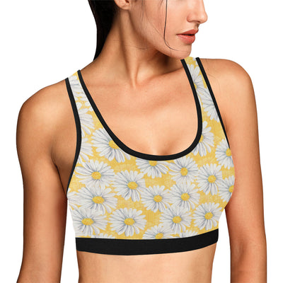 Daisy Yellow Watercolor Print Pattern Sports Bra