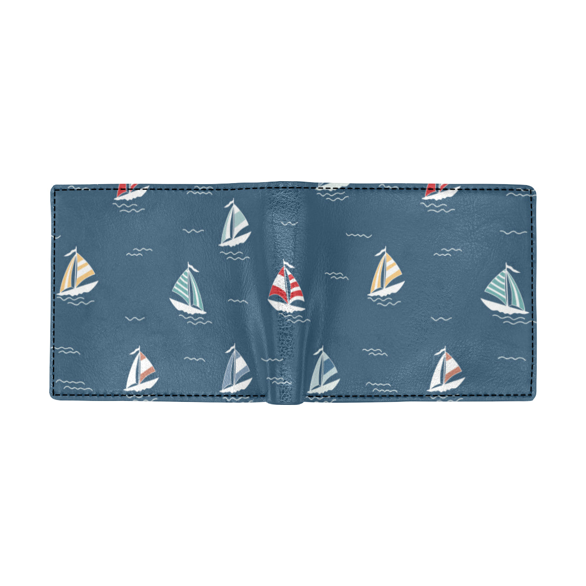 Sailing Ships Pattern Print Design A02 Men's ID Card Wallet