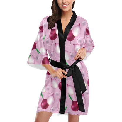 Onion Pattern Print Design A01 Women's Short Kimono