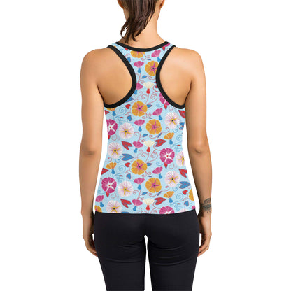 Morning Glory Pattern Print Design MG06 Women's Racerback Tank Top