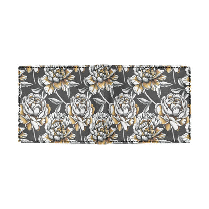 Peony Pattern Print Design PE06 Men's ID Card Wallet