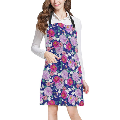 Dahlia Pattern Print Design DH013 Apron with Pocket