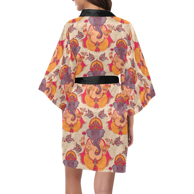 Ganesha Indian Pattern Print Design 02 Women's Short Kimono