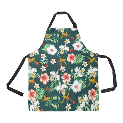 Hawaiian Flower Design with SeaTurtle Print Apron with Pocket