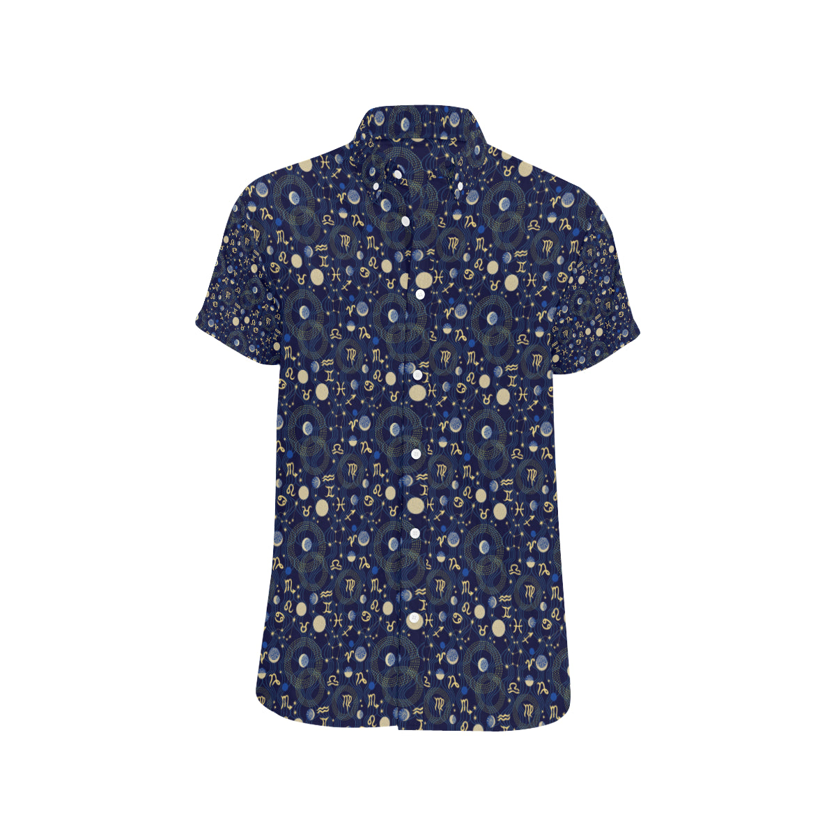 ZodiacThemed Design Print Men's Short Sleeve Button Up Shirt