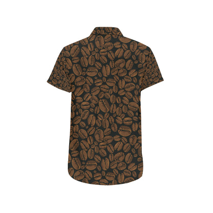 Coffee Pattern Print Design 01 Men's Short Sleeve Button Up Shirt