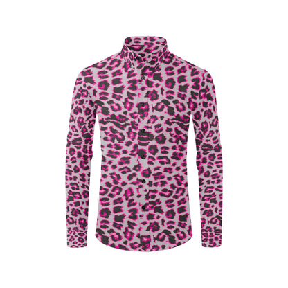 Leopard Pattern Print Design 02 Men's Long Sleeve Shirt