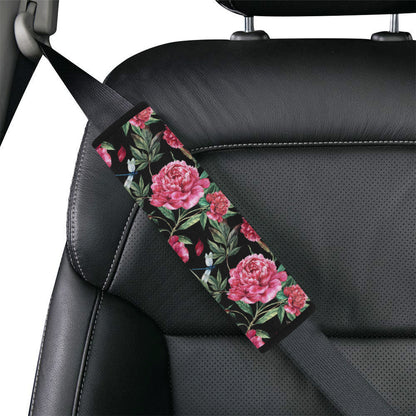 Peony Pattern Print Design PE04 Car Seat Belt Cover