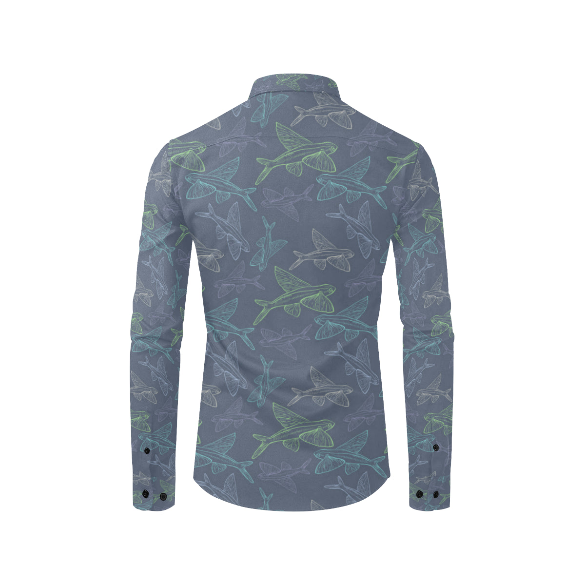 Flying Fish Pattern Print Design 02 Men's Long Sleeve Shirt