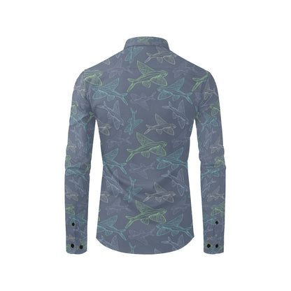 Flying Fish Pattern Print Design 02 Men's Long Sleeve Shirt