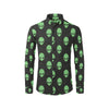 Alien Green Neon Pattern Print Design 01 Men's Long Sleeve Shirt