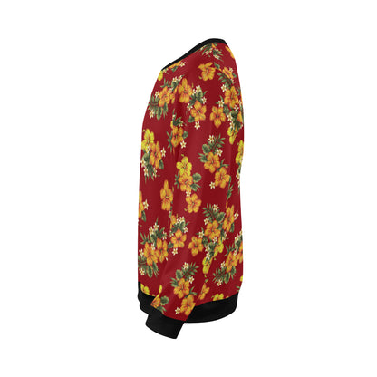Orange Hibiscus Pattern Print Design HB026 Men Long Sleeve Sweatshirt