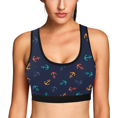 Anchor Pattern Print Design 05 Sports Bra