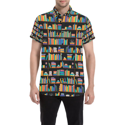 Book Pattern Print Design 05 Men's Short Sleeve Button Up Shirt