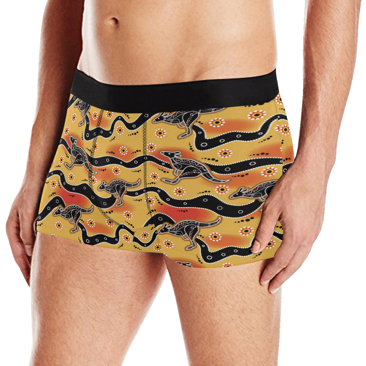 Kangaroos Aboriginal  Pattern Print Design 06 Men's Boxer Briefs