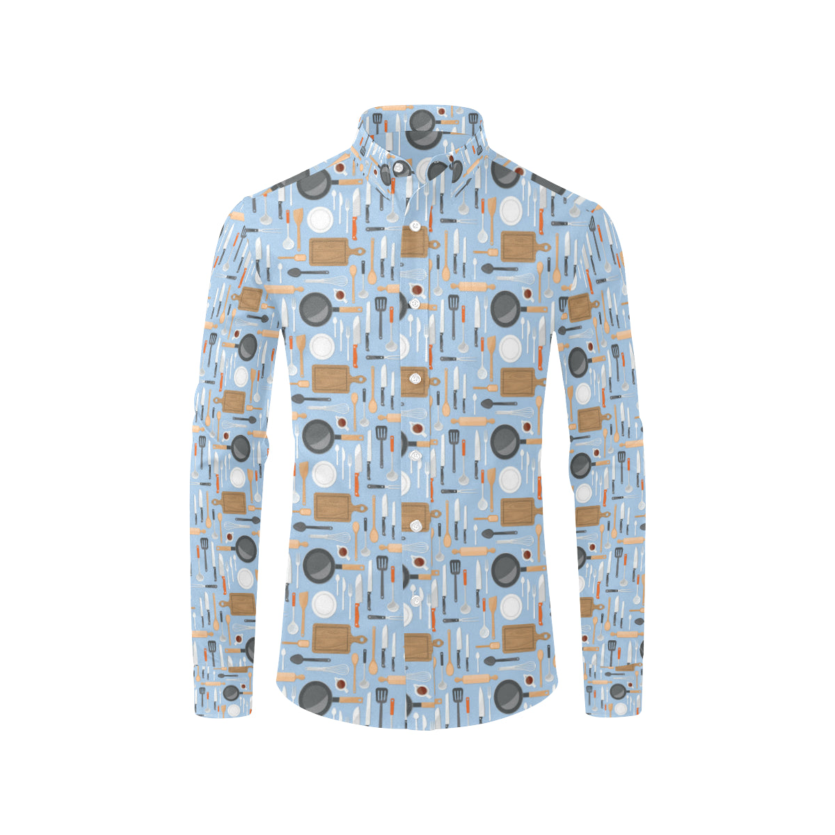 Cooking Kitchen Tools Pattern Print Design 02 Men's Long Sleeve Shirt