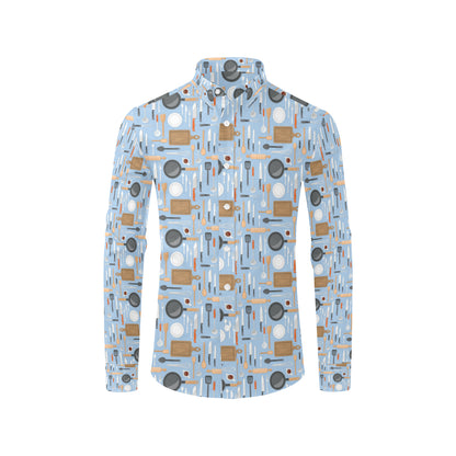 Cooking Kitchen Tools Pattern Print Design 02 Men's Long Sleeve Shirt
