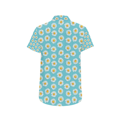 Daisy Pattern Print Design DS03 Men's Short Sleeve Button Up Shirt