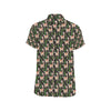 Alpaca Cactus Design Themed Print Men's Short Sleeve Button Up Shirt