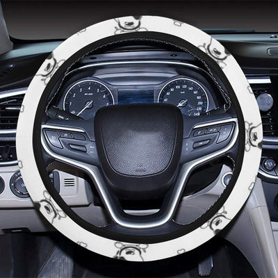 Bull Terriers Pattern Print Design 06 Steering Wheel Cover with Elastic Edge